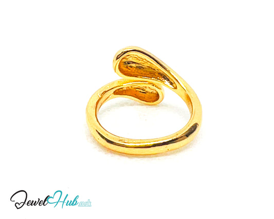 💫 Golden Teardrop Wrap Ring (B) · UK L/N · US 6.5–7 · Fluid Form · Everyday Statement Glow