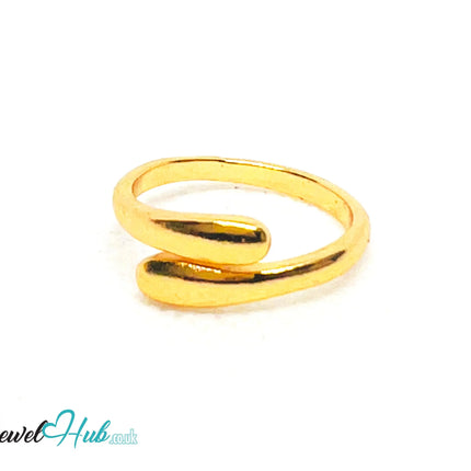 💫 Golden Teardrop Wrap Ring (C) UK P · US 7.5 · Minimalist Open Band · Everyday Luxe Statement CA