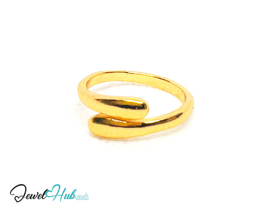 💫 Golden Teardrop Wrap Ring (C) UK P · US 7.5 · Minimalist Open Band · Everyday Luxe Statement