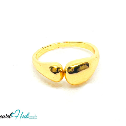 💫 Golden Teardrop Wrap Ring (D) · UK M · US 6.5 · Sculptural Split Band · Sleek Everyday Elegance CA