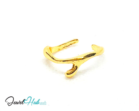 🌿 Branches Zinc Ring · UK K · US 5.25 · Sculptural Gold Plated · Abstract Nature-Inspired
