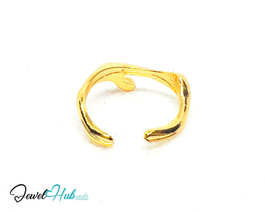 🌿 Branches Zinc Ring · UK K · US 5.25 · Sculptural Gold Plated · Abstract Nature-Inspired