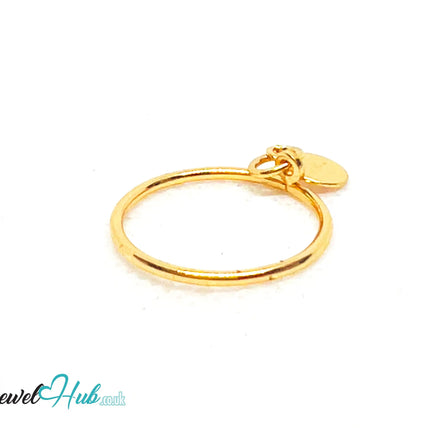 ✨ CharmDrop Ring · UK N · US 7 · Minimalist Zinc Gold Plated · Dangling Disc Accent CA