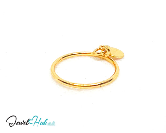✨ CharmDrop Ring · UK N · US 7 · Minimalist Zinc Gold Plated · Dangling Disc Accent