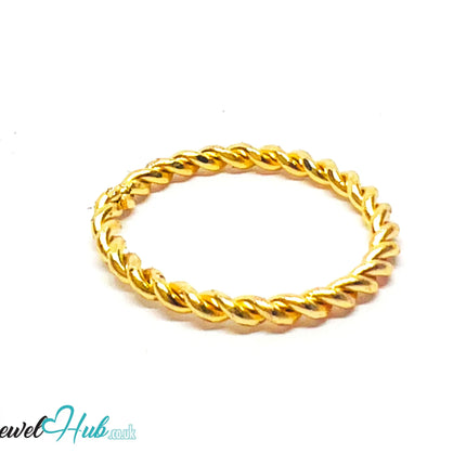 💛 TwistRing Gold-Plated Zinc Ring · UK P · US 7.5 · Braided Rope Design CA