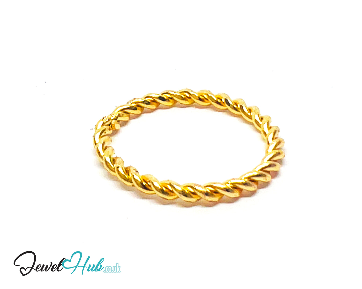 💛 TwistRing Gold-Plated Zinc Ring · UK P · US 7.5 · Braided Rope Design