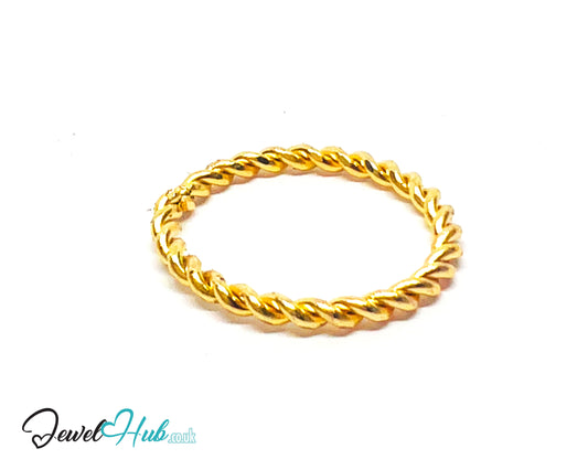 💛 TwistRing Gold-Plated Zinc Ring · UK P · US 7.5 · Braided Rope Design