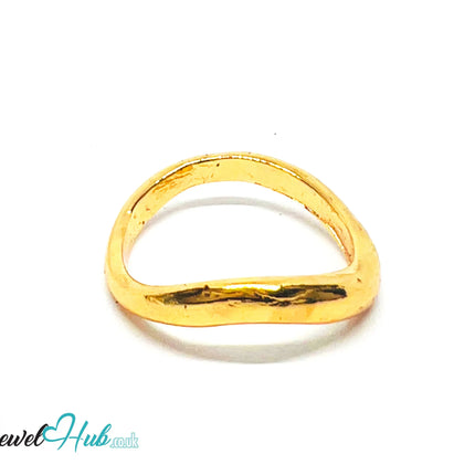 💛 TwistForm Gold-Plated Zinc Ring · UK P · US 7.5 · Sculptural Gold · Irregular Band CA