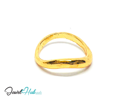 💛 TwistForm Gold-Plated Zinc Ring · UK P · US 7.5 · Sculptural Gold · Irregular Band