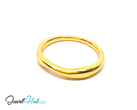 💛 TwinDot Gold-Plated Zinc Ring · UK L · US 6 · Dual Band · Minimalist Gold