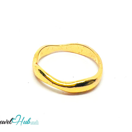 💛 WaveBand Gold-Plated Zinc Ring · UK N · US 7 · Wavy Band · Polished Gold CA