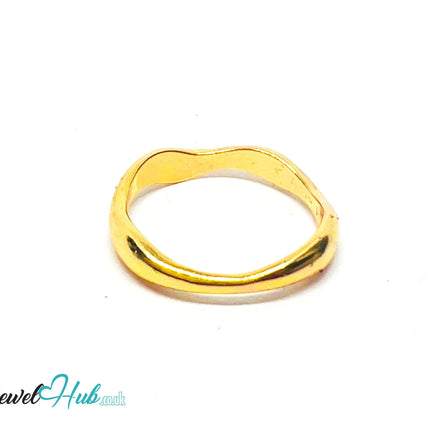 💛 WaveBand Gold-Plated Zinc Ring · UK N · US 7 · Wavy Band · Polished Gold CA