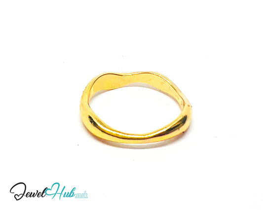 💛 WaveBand Gold-Plated Zinc Ring · UK N · US 7 · Wavy Band · Polished Gold