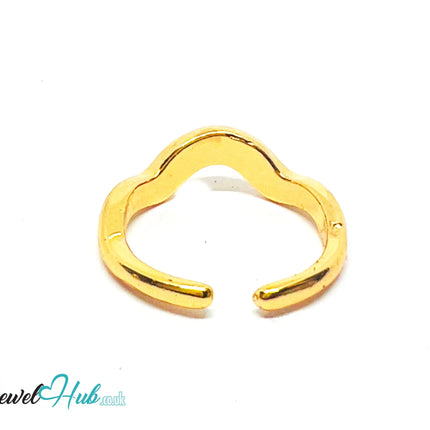 💛 RippleBand Gold-Plated Zinc Ring · UK R · US 8.5 · Open Wavy Band · Sculptural Gold CA