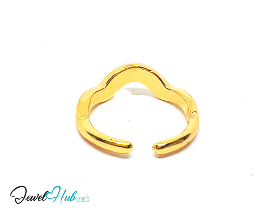 💛 RippleBand Gold-Plated Zinc Ring · UK R · US 8.5 · Open Wavy Band · Sculptural Gold