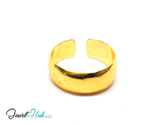 💛 Thick Bold Band Gold-Plated Zinc Ring · UK M · US 6.5 · Open Band · Polished Gold