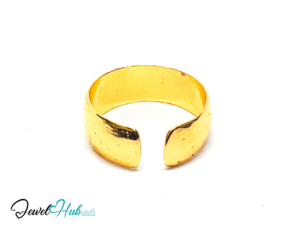 💛 Thick Bold Band Gold-Plated Zinc Ring · UK M · US 6.5 · Open Band · Polished Gold
