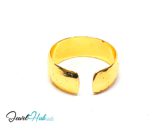 💛 Thick Bold Band Gold-Plated Zinc Ring · UK M · US 6.5 · Open Band · Polished Gold