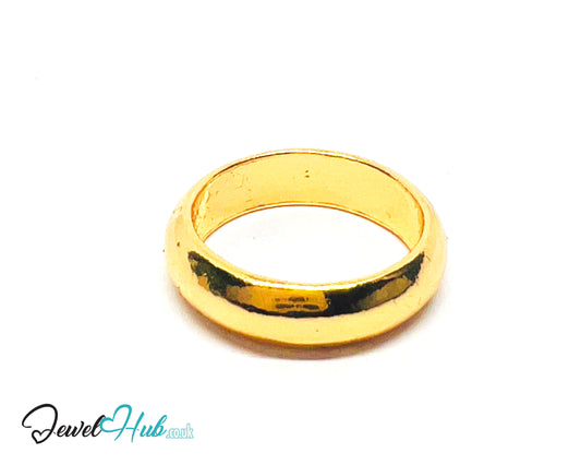 💛 Solid Band · Gold-Plated Zinc Ring · UK N · US 7 · Closed Band · Polished Gold
