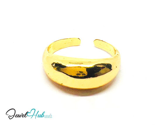 💛 Bold Band Tapered · Gold-Plated Zinc Ring · UK N · US 7 · Open Band · Tapered Silhouette