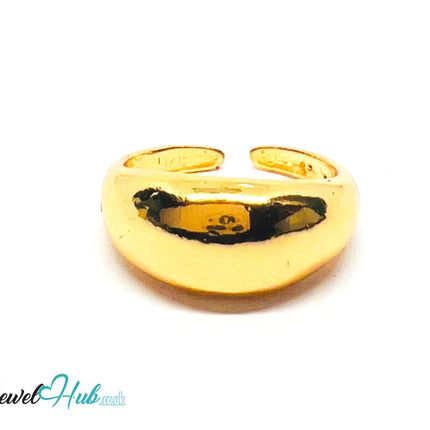 💛 Bold Band Thick Gold-Plated Zinc Ring · UK K & M · US 5.5 & 6.5 · Open Band · Sculptural Silhouette CA