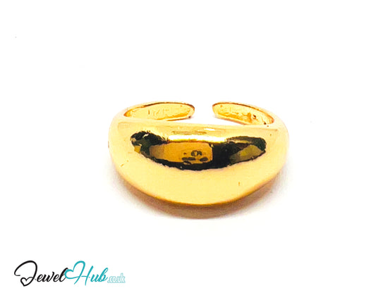 💛 Bold Band Thick Gold-Plated Zinc Ring · UK K & M · US 5.5 & 6.5 · Open Band · Sculptural Silhouette