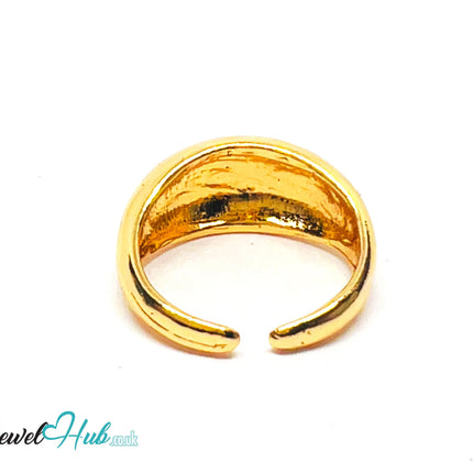 💛 Bold Band Thick Gold-Plated Zinc Ring · UK K & M · US 5.5 & 6.5 · Open Band · Sculptural Silhouette CA
