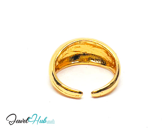 💛 Bold Band Thick Gold-Plated Zinc Ring · UK K & M · US 5.5 & 6.5 · Open Band · Sculptural Silhouette