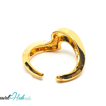 💛 Wavy Form Gold-Plated Zinc Ring · UK O · US 7.5 · Open Band · Sculptural Wave CA
