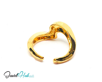 💛 Wavy Form Gold-Plated Zinc Ring · UK O · US 7.5 · Open Band · Sculptural Wave