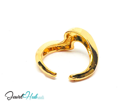 💛 Wavy Form Gold-Plated Zinc Ring · UK O · US 7.5 · Open Band · Sculptural Wave