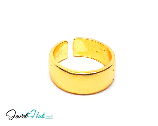 💛 Smooth Band Gold-Plated Zinc Ring · UK K · US 5.5 · Open Band · Sculptural Silhouette