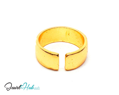 💛 Smooth Band Gold-Plated Zinc Ring · UK K · US 5.5 · Open Band · Sculptural Silhouette