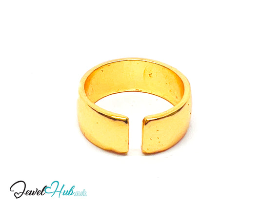 💛 Smooth Band Gold-Plated Zinc Ring · UK K · US 5.5 · Open Band · Sculptural Silhouette