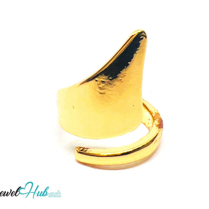 💛 Pointed Crest Gold-Plated Zinc Ring · UK G · US 3.5 · Open Band · Sculptural Peak CA