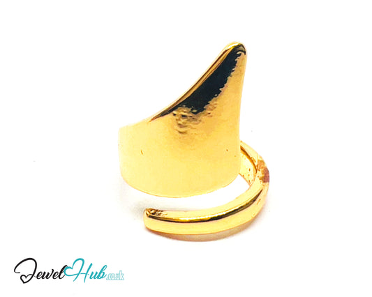💛 Pointed Crest Gold-Plated Zinc Ring · UK G · US 3.5 · Open Band · Sculptural Peak