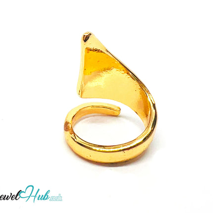 💛 Pointed Crest Gold-Plated Zinc Ring · UK G · US 3.5 · Open Band · Sculptural Peak CA