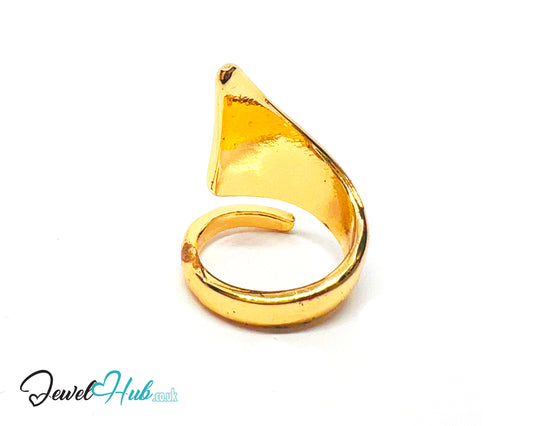 💛 Pointed Crest Gold-Plated Zinc Ring · UK G · US 3.5 · Open Band · Sculptural Peak