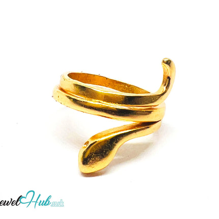 💛 Serpent Flow Zinc Gold Plated Wrap Ring UK N · US 7 · Sculptural Minimalism CA