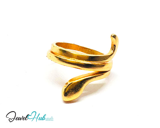 💛 Serpent Flow Zinc Gold Plated Wrap Ring UK N · US 7 · Sculptural Minimalism