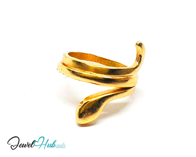 💛 Serpent Flow Zinc Gold Plated Wrap Ring UK N · US 7 · Sculptural Minimalism CA