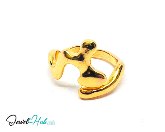 💛 Golden Form Zinc Gold Plated Abstract Ring UK O · US 7.5 · Sculptural Statement
