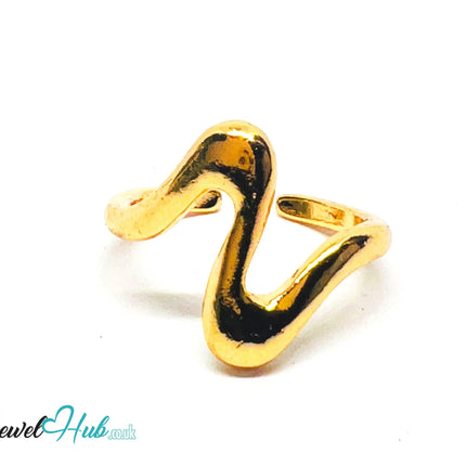 Zinc Gold Plated Zigzag Ring 💛 Waveform · UK L · US 6 · Sculptural Minimalism CA