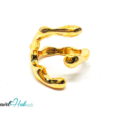 Gold Plated Ring 💛 Split Gleam Open-End · UK K · US 5.5 · Textured Sculptural Statement CA