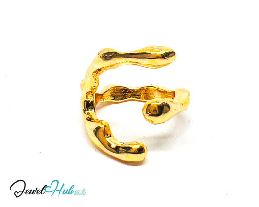 💛 Split Gleam Gold Plated Open-End Ring UK K · US 5.5 · Textured Sculptural Statement