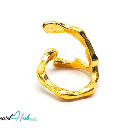 Gold Plated Ring 💛 Split Gleam Open-End · UK K · US 5.5 · Textured Sculptural Statement CA