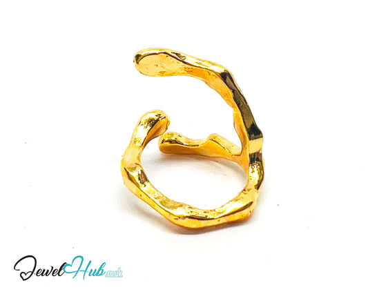 💛 Split Gleam Gold Plated Open-End Ring UK K · US 5.5 · Textured Sculptural Statement
