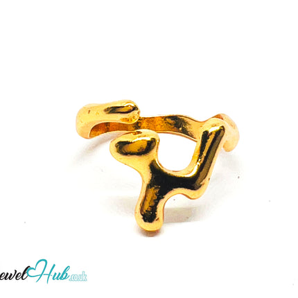 💛 Glyph Ring Abstract Gold Plated Sculptural Form · UK O · US 7.5 · 3.12g · Symbolic Minimalism CA
