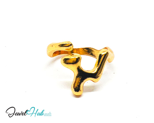 💛 Glyph Ring Abstract Gold Plated Sculptural Form · UK O · US 7.5 · 3.12g · Symbolic Minimalism