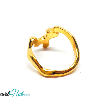 💛 Glyph Ring Abstract Gold Plated Sculptural Form · UK O · US 7.5 · 3.12g · Symbolic Minimalism CA